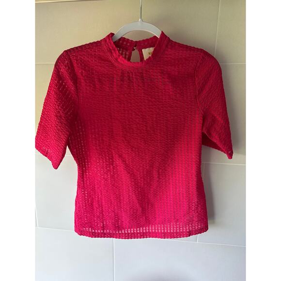 ANTHROPOLOGIE Maeve short sleeve pink top size medium - Picture 1 of 7